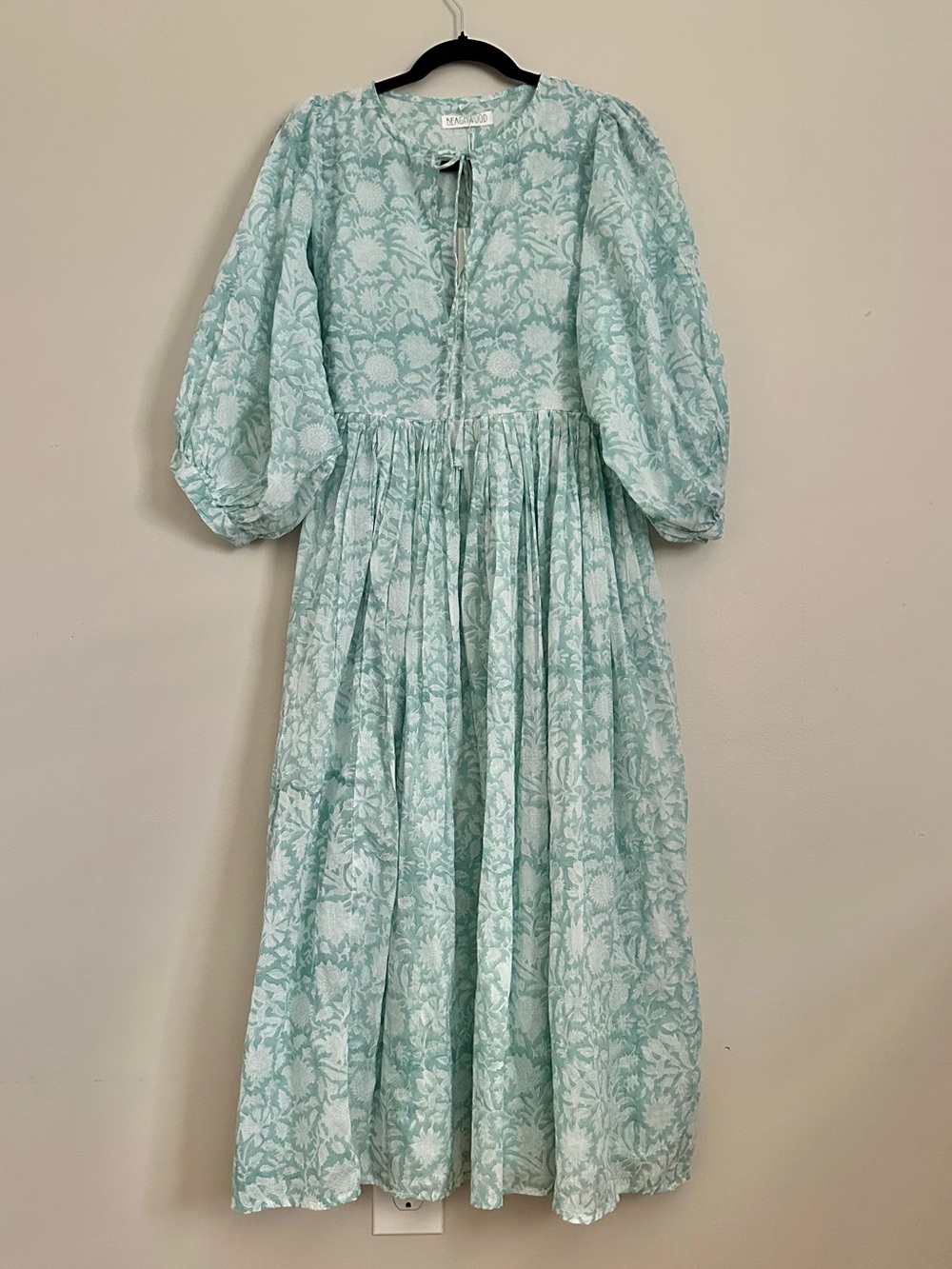 Beachwood NWT Mint Green Floral Cotton Puff Sleeve S/M Maternity Dress